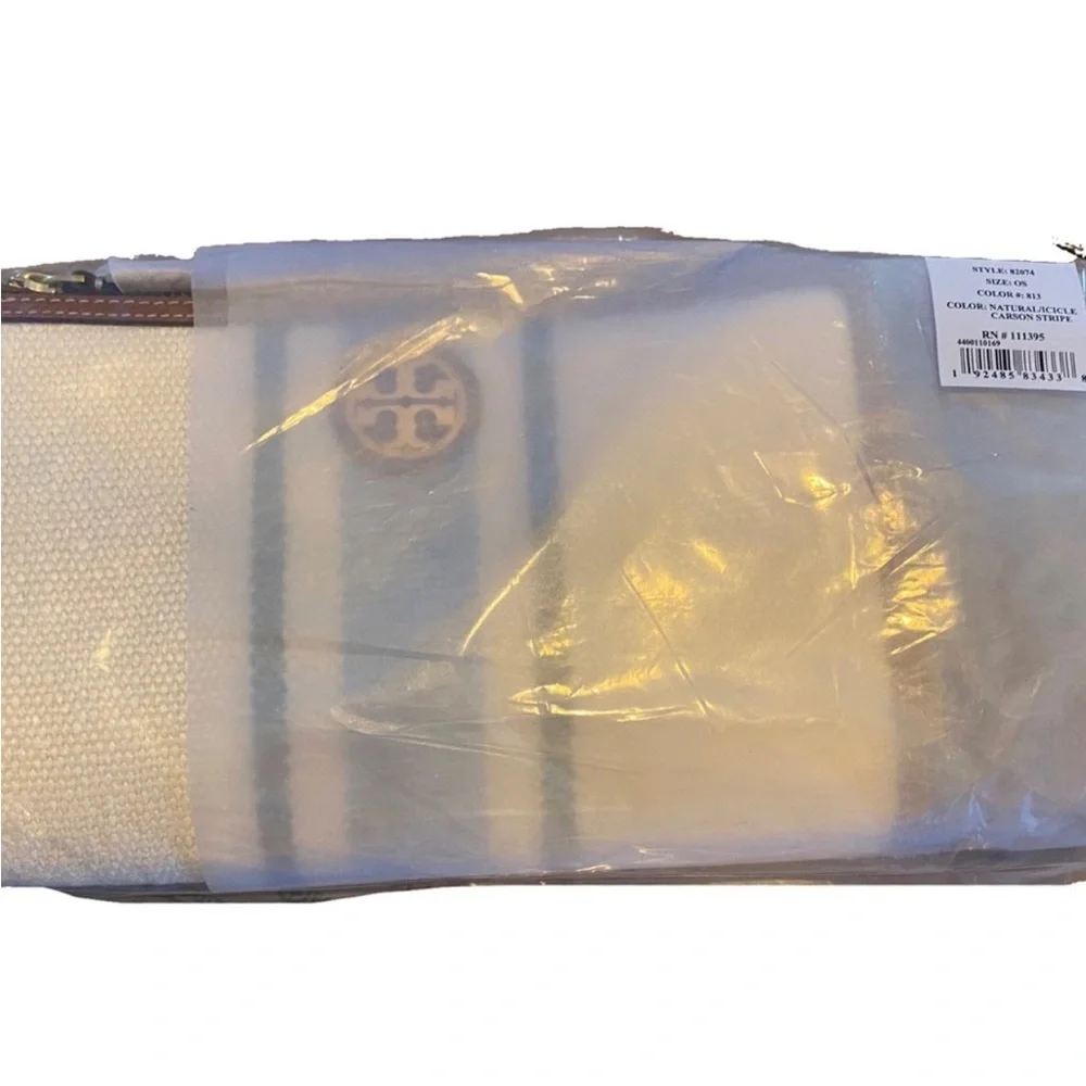 NEW! NIB! Tory Burch Carson Striped Crossbody Bag- Natural/icicle Carson - Picture 6 of 7